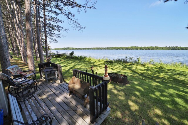 30348 422nd Ln, Aitkin, MN 56431 - deck featuring a water view and a lawn