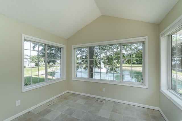 1954 Topaz Pointe Ln SW, Rochester, MN 55902 - unfurnished sunroom with vaulted ceiling and a water view