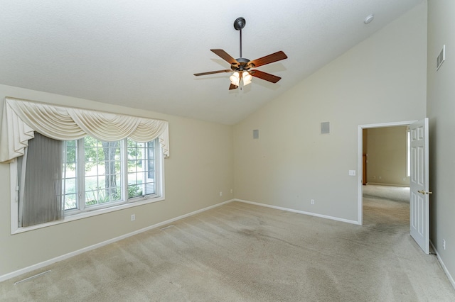 1954 Topaz Pointe Ln SW, Rochester, MN 55902 - unfurnished room with light colored carpet, a ceiling fan, and high vaulted ceiling