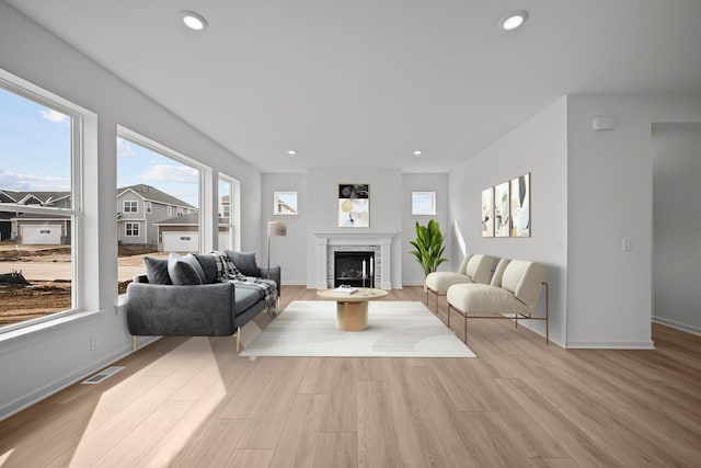 TBB Trinity, Shakopee, MN 55379 - living room with plenty of natural light, light wood-style flooring, a fireplace, and recessed lighting