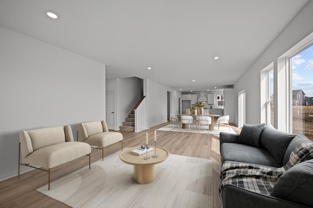 TBB Trinity, Shakopee, MN 55379 - living area with stairs, light wood-style flooring, and recessed lighting