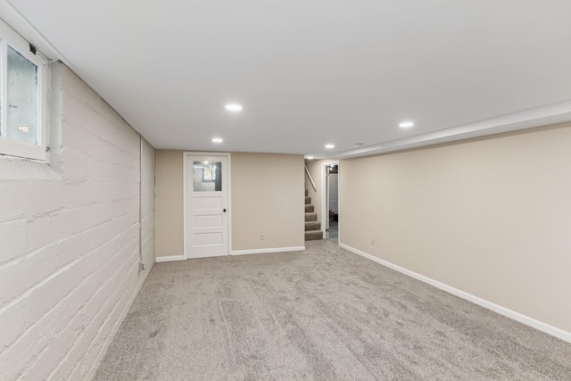 275 Pascal St S, Saint Paul, MN 55105 - finished below grade area with stairway, recessed lighting, and carpet floors