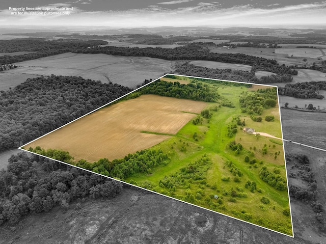 615 18th St, Prairie Lake Twp, WI 54728 - overview of rural landscape featuring property parcel outlined