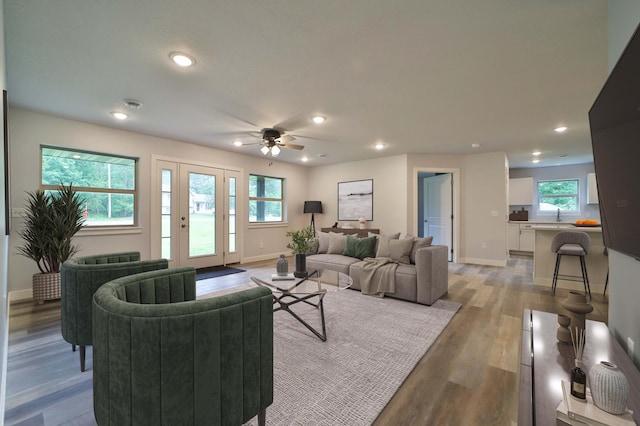 14729 Wildflower Dr, Baxter, MN 56425 - living room with ceiling fan, recessed lighting, and light wood-type flooring