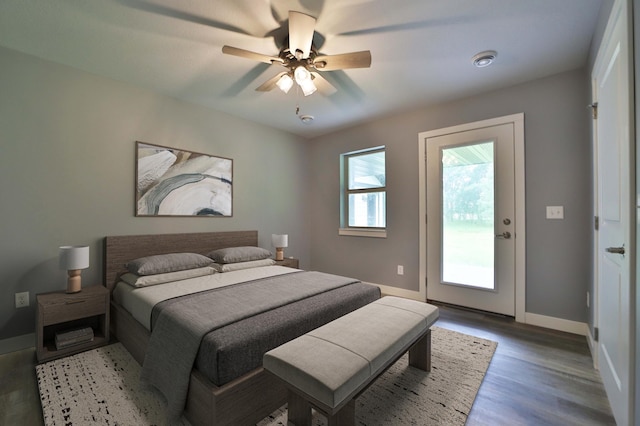 14729 Wildflower Dr, Baxter, MN 56425 - bedroom featuring light wood-style flooring, ceiling fan, and access to exterior