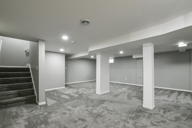4220 Brookside Ave, Saint Louis Park, MN 55416 - finished below grade area featuring carpet flooring, stairs, and recessed lighting