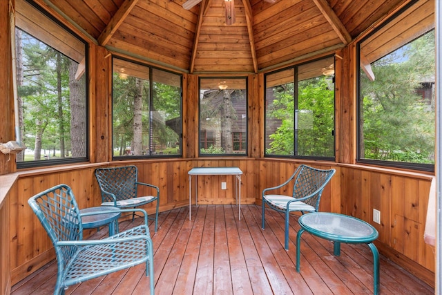 25761 Echo Bay Rd, Bay Lake Twp, MN 56444 - sunroom with vaulted ceiling and ceiling fan