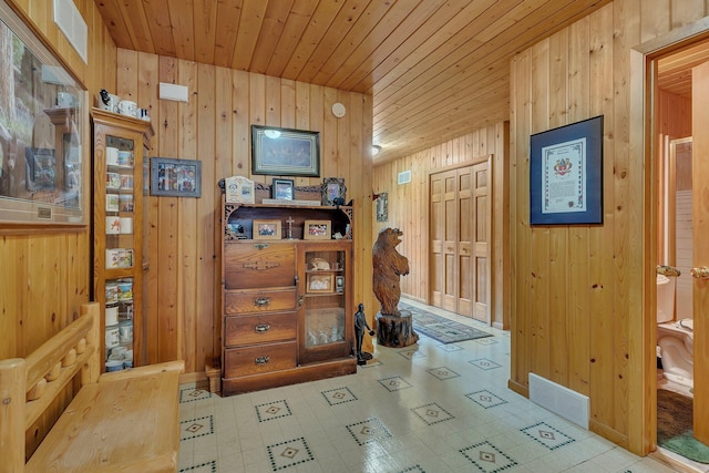 38071 248th St, Hillman, MN 56338 - corridor featuring wooden ceiling and wood walls