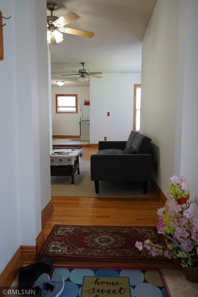 653 Thomas Ave, Saint Paul, MN 55104 - living area featuring light wood-style flooring and a ceiling fan