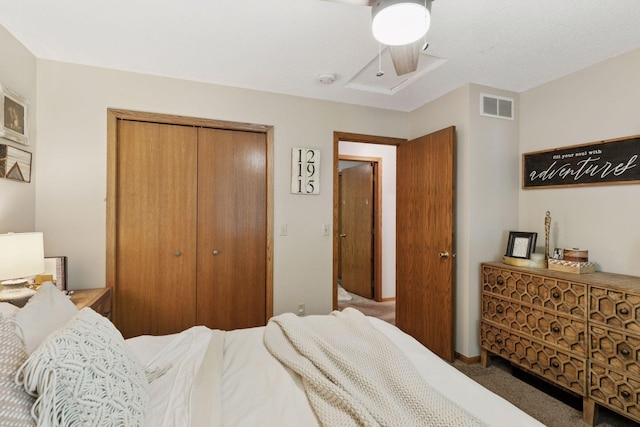 704 Lexington Ave N, New Prague, MN 56071 - bedroom with a closet, a ceiling fan, and carpet