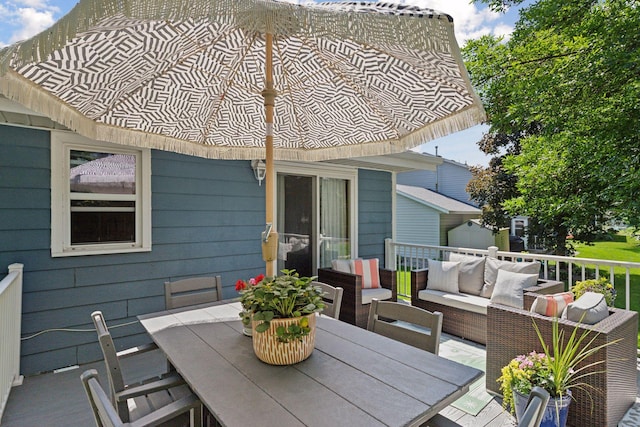704 Lexington Ave N, New Prague, MN 56071 - deck with an outdoor living space and outdoor dining area