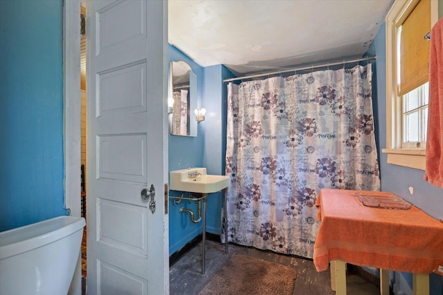 31905 Jefferson Blvd, Greenway Twp, MN 55775 - full bathroom featuring concrete flooring and a shower with curtain