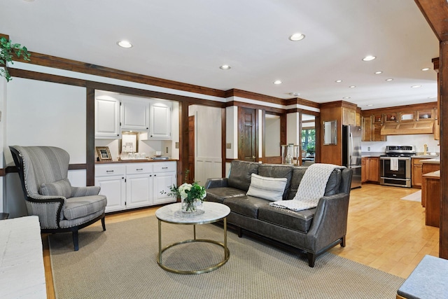 10301 Brunswick Cir, Bloomington, MN 55438 - living room with recessed lighting and light wood finished floors