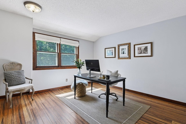 10301 Brunswick Cir, Bloomington, MN 55438 - office area with hardwood / wood-style floors and a textured ceiling