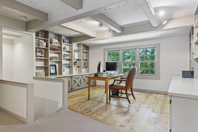 10301 Brunswick Cir, Bloomington, MN 55438 - office area featuring beam ceiling and light wood-style floors