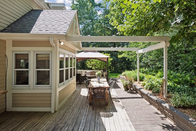 10301 Brunswick Cir, Bloomington, MN 55438 - wooden deck featuring a gazebo and outdoor lounge area