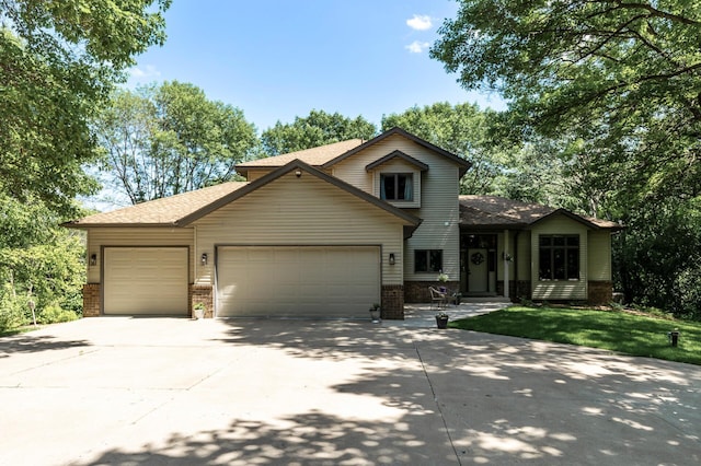 13756 Skyline Cir, Louisville Twp, MN 55379 - view of front of property featuring a garage, driveway, brick siding, and roof with shingles