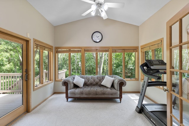13756 Skyline Cir, Louisville Twp, MN 55379 - sunroom featuring carpet and lofted ceiling