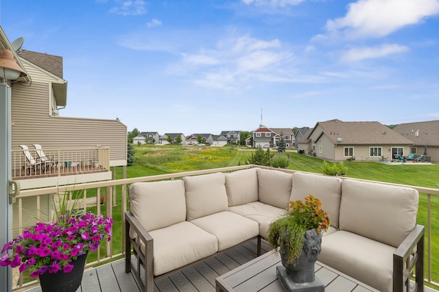9769 Pinehurst Ct, Elko New Market, MN 55020 - wooden deck with an outdoor hangout area and a residential view