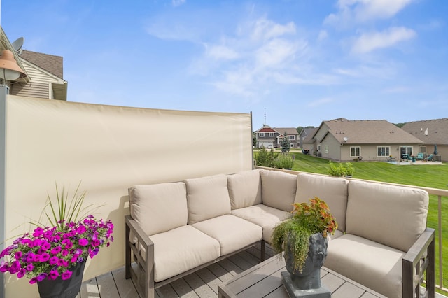 9769 Pinehurst Ct, Elko New Market, MN 55020 - wooden terrace featuring outdoor lounge area, a residential view, and a yard