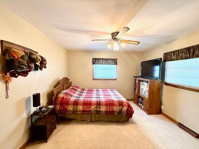 819 Washington St E, Caledonia, MN 55921 - bedroom with light carpet and a ceiling fan