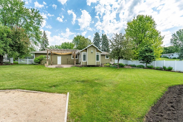 1430 Hoot Lake Dr, Fergus Falls, MN 56537 - back of house featuring a pergola, a patio area, and a fenced backyard