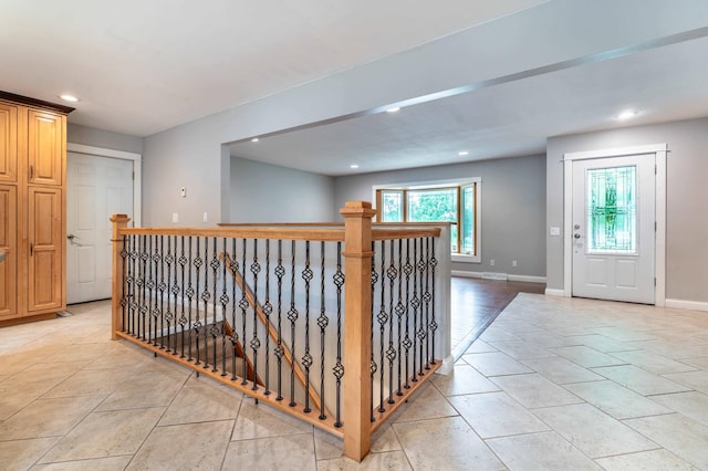 1430 Hoot Lake Dr, Fergus Falls, MN 56537 - hallway with an upstairs landing and recessed lighting