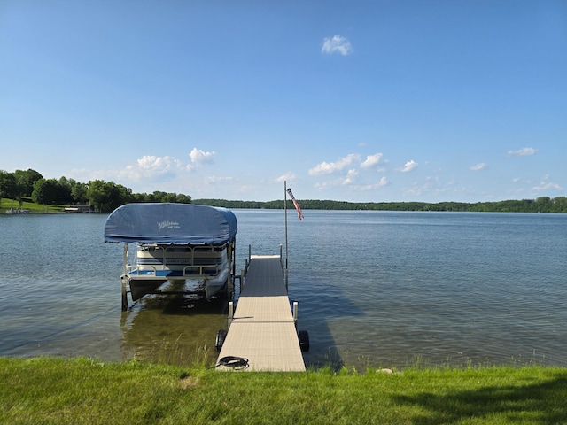 36185 Rose Lake Rd, Hobart Twp, MN 56544 - dock area with boat lift and a water view