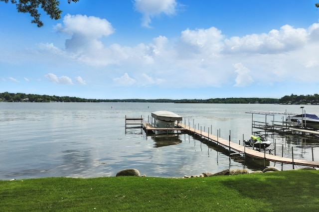 5459 Bartlett Blvd, Mound, MN 55364 - dock area featuring boat lift and a water view