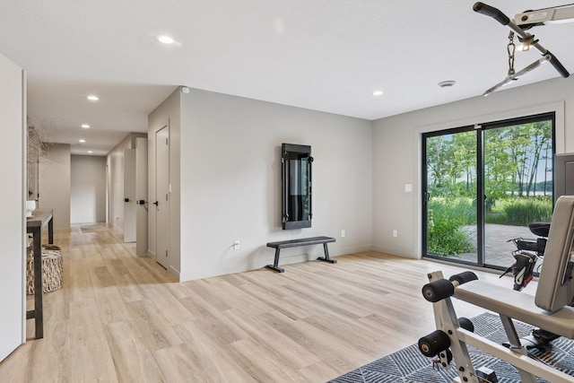 12105 285th St, Lindstrom, MN 55045 - exercise room with light wood finished floors and recessed lighting