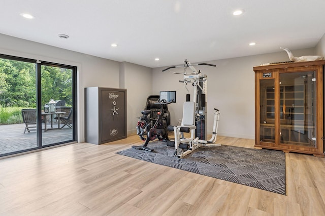 12105 285th St, Lindstrom, MN 55045 - exercise room with recessed lighting and light wood-style floors