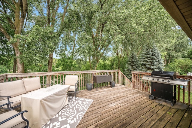 3894 Kestrel St SW, Prior Lake, MN 55372 - deck with an outdoor hangout area, grilling area, and view of scattered trees