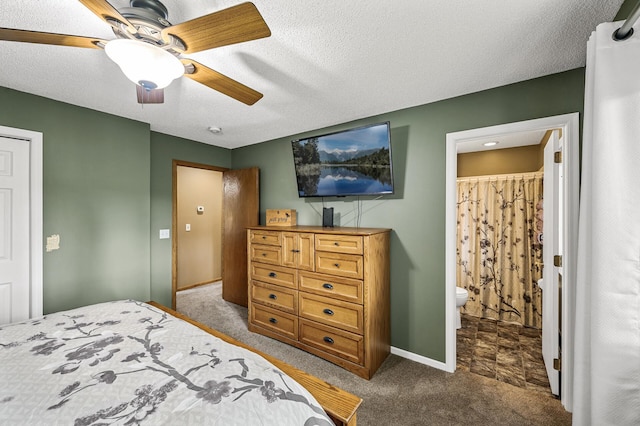 3894 Kestrel St SW, Prior Lake, MN 55372 - carpeted bedroom with ensuite bathroom, ceiling fan, and a textured ceiling