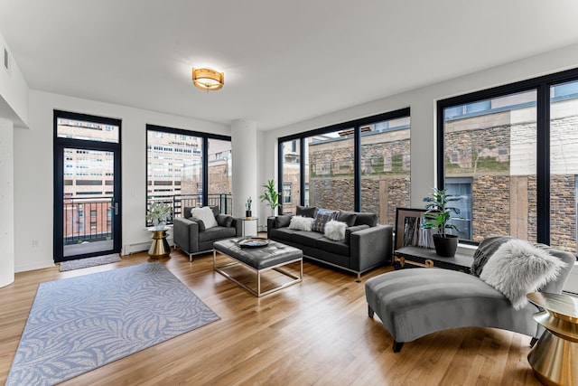 740 Portland Ave Unit 801, Minneapolis, MN 55415 - living area featuring light wood finished floors and baseboard heating