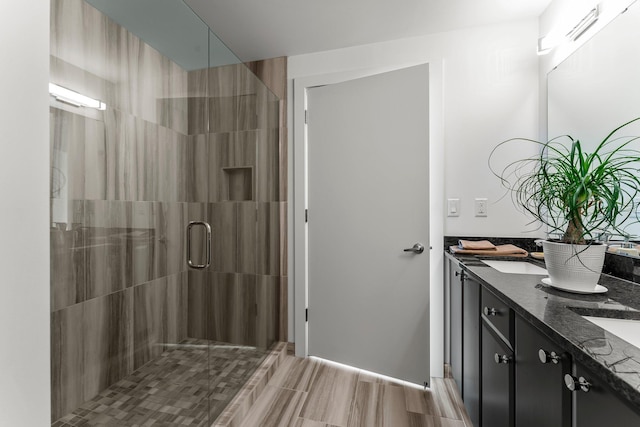 740 Portland Ave Unit 801, Minneapolis, MN 55415 - bathroom featuring double vanity and a stall shower