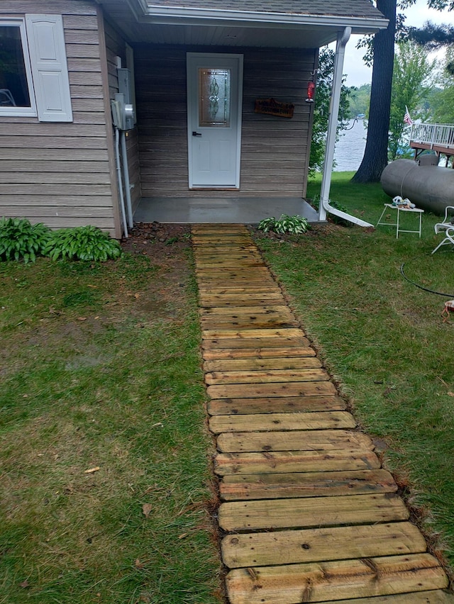 1959 79th St, Georgetown Twp, WI 54853 - property entrance featuring a yard and covered porch