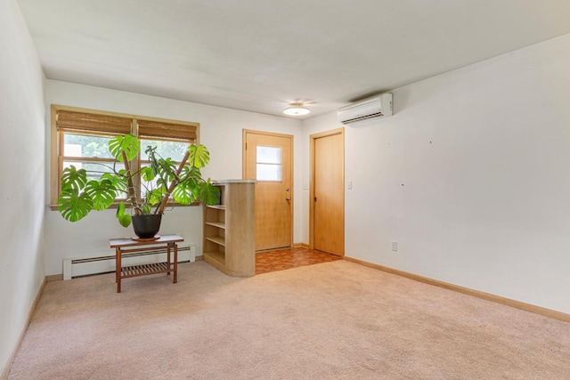 713 Sherman St, North Mankato, MN 56003 - unfurnished room with a baseboard heating unit, a wall unit AC, carpet floors, and plenty of natural light