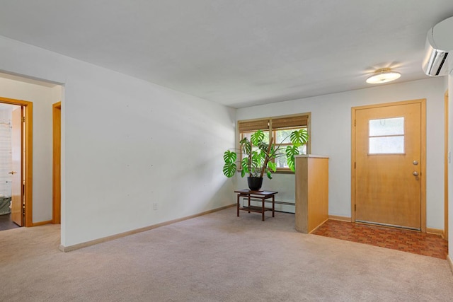 713 Sherman St, North Mankato, MN 56003 - carpeted foyer with a baseboard heating unit and a wall mounted AC
