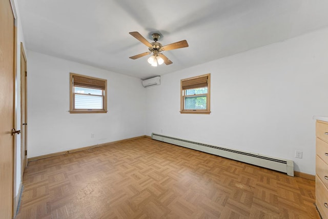 713 Sherman St, North Mankato, MN 56003 - unfurnished room featuring a baseboard heating unit, a wall unit AC, healthy amount of natural light, and ceiling fan