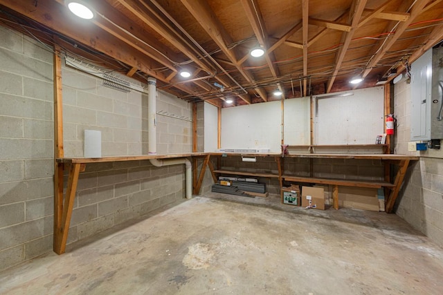 713 Sherman St, North Mankato, MN 56003 - unfinished below grade area featuring a workshop area and concrete block wall