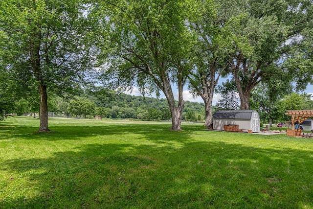 713 Sherman St, North Mankato, MN 56003 - view of grassy yard featuring a storage unit