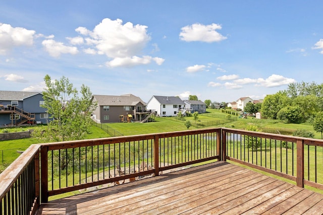1664 Otter Way, New Richmond, WI 54017 - wooden terrace with a residential view and a fenced backyard