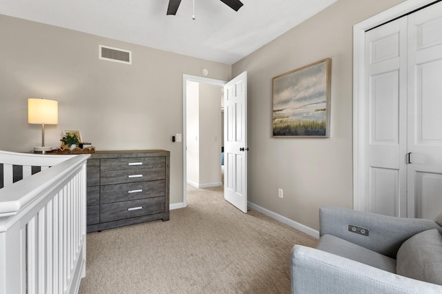 1541 Wexford Ct, Eagan, MN 55122 - bedroom featuring light colored carpet, ceiling fan, and a closet