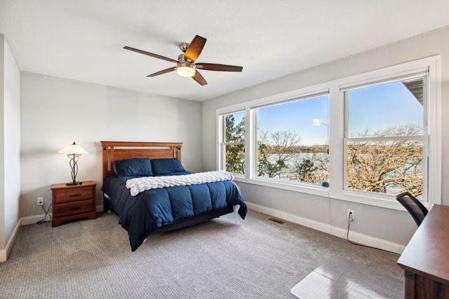 19803 Jersey Ave, Lakeville, MN 55044 - bedroom with carpet and ceiling fan