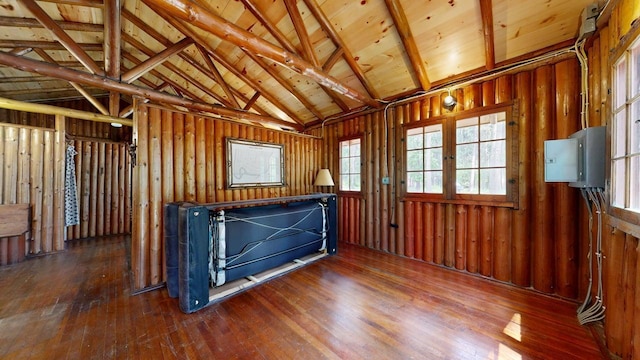 13000 Inlet Cir, Park Rapids, MN 56470 - misc room with hardwood / wood-style flooring, lofted ceiling, and wood ceiling