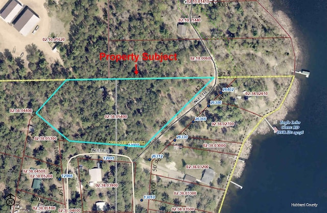 13000 Inlet Cir, Park Rapids, MN 56470 - aerial view of property's location featuring property boundaries highlighted