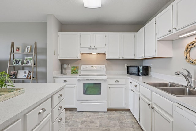6500 Woodlake Dr Unit 1006, Richfield, MN 55423 - kitchen with white appliances, under cabinet range hood, white cabinets, and light countertops