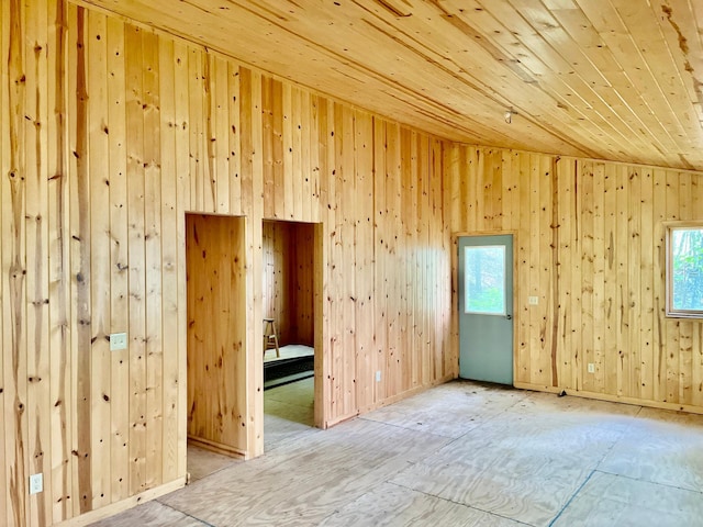 111 Wakeman Bay Rd, Wabana Twp, MN 55744 - spare room featuring wood ceiling, healthy amount of natural light, and wooden walls
