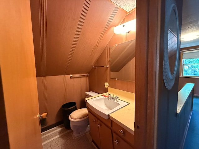 1202 4th St, Montevideo, MN 56265 - bathroom featuring vaulted ceiling and vanity