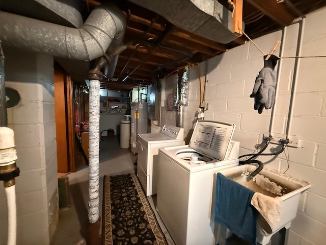 1202 4th St, Montevideo, MN 56265 - unfinished below grade area featuring independent washer and dryer and water heater